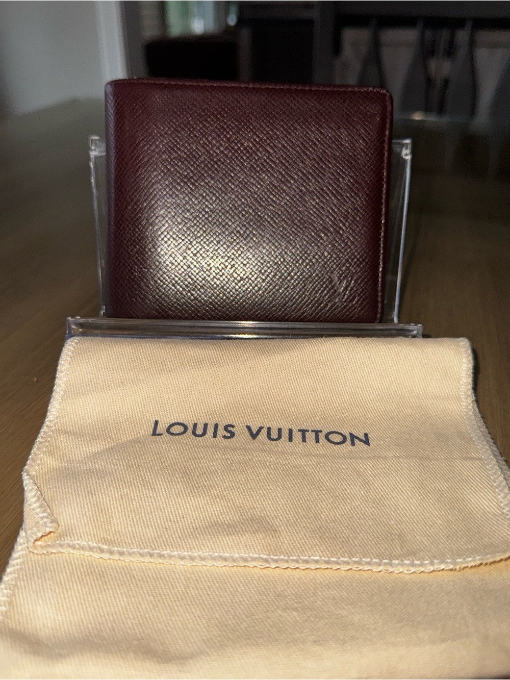 Louis Vuitton Men’s Dark Burgundy Leather Bifold Wallet